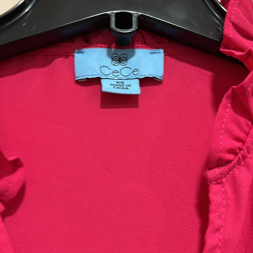 CeCe Fuchsia Ruffle Blouse - Picture 3 of 6